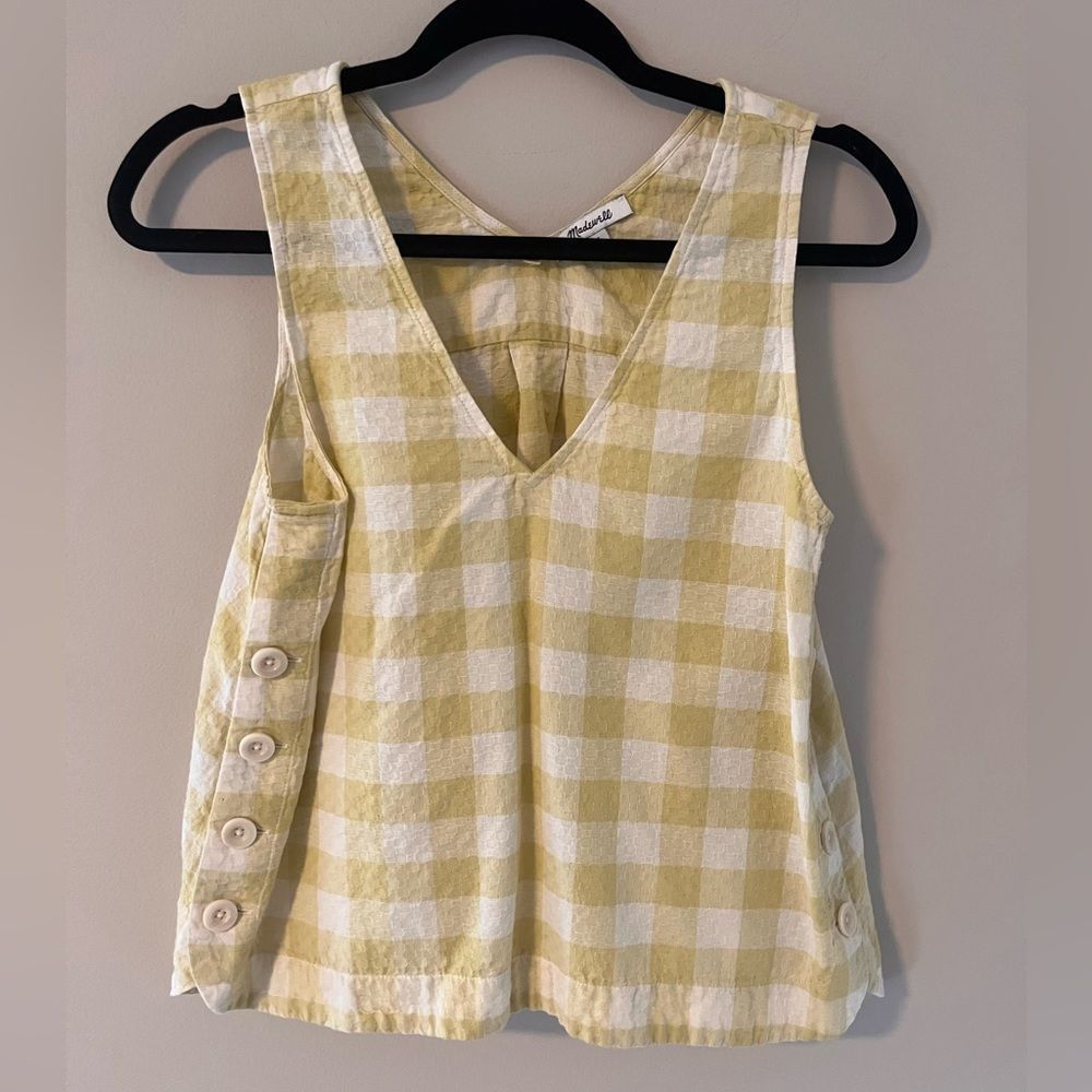 MADEWELL GINGHAM SLEEVELESS BLOUSE